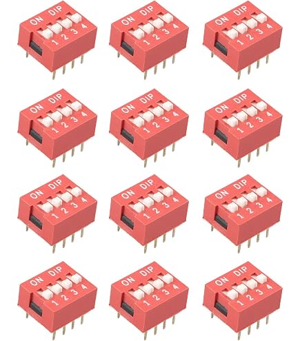 Sourcing Map DIP Schalter Set – 4+8 Stellungen, 2,54 Mm Raster, Horizontal, Für Leiterplatten, 15 Stück