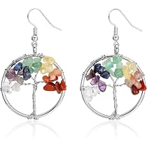7 Chakra Stone Dangle Earrings - Natural Crystal Healing Energy Jewelry For Women, 2.4 Inches - View #11