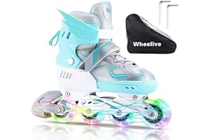 Wheelive Verstellbare Inliner für Kinder, Kinder Inline Skates Klingen mit leuchtenden Rädern Anfänger Skates mit Einstellbarer Größe für Mädchen Jungen Teens