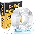 D-fix Double Sided Nano Adhesive Tape, Washable Traceless Nano Gel Tape, Stick To Glass, Metal, Kitchen Cellphone,Pads Or Tile Nano Tape Grip Tape Transparent. (2MM-NANO)