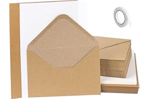 ‎MOCRAFT Mocraft 60 Kraft Paper Envelopes with 120 Cards to Design Yourself Envelopes without Window for DIY, Wedding Invitations, Thank You Cards