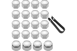LICQIC 17mm Wheel Nut Covers, 20 Pcs Car Wheel Nut Caps (16 Standard + 4 Locking), Universal Wheel Bolt Covers with Removal Tool, Gloss Silver