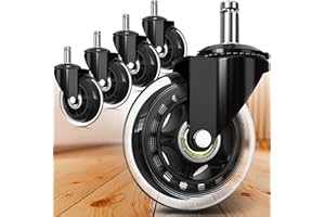 Ferghana Bürostuhl Rollen,10mm x 22mm Hartboden Rollen für Bürostuhl Gummi Schreibtischstuhl Ersatz Rollen Bürostuhl für IKEA Sehr Kratzerfrei leise Bürostuhlrollen Nie wieder Bodenschutzmatte
