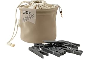 ‎LIVLIG53 LIVLIG Wäscheklammerbeutelmit 50 Klammern aus recyceltem Kunststoff, Klammerbeutel für Wäscheklammern, Klammersack zum Aufhängen, Anthrazit