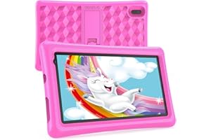 BENEVE Tablet Bambini 7 Pollici Android 10.0, Quad Core 2GB RAM 32GB ROM WiFi Bluetooth Istruzione Giochi Software, Preinstallato Con Custodia, Controllo Genitori (Rosa)