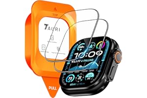 TAURI 2 Pièces Protection Écran pour Apple Watch Ultra 3/2/1 49mm- Verre Trempé 9H,Dépoussiérage Automatique, [Reste original+ Sans bulles] Film en verre HD pour iWatch Ultra 49mm