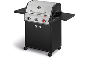 Enders Gasgrill Chicago Next 3 R Turbo, 3-Edelstahlbrenner, doppelwandige Garhaube, 2 abklappbare Seitenablagen, integriertes Thermometer, 10,6 kW Switch Grid™, 800° Grad Turbo Zone™ #89346