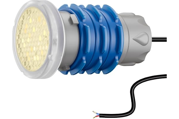 OSREE Mini skruvbar poolprojektor med 1,5 tums gänga, 6 W LED-spotlight pool 3 000 K, icke-dimbar, 480 lm, Ø 49 mm, 12 V AC/D