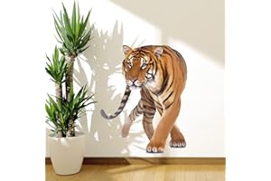 wondever Stickers Muraux Safari Tigre Autocollants Muraux Mural Stickers Animaux de la Jungle Animaux Sauvages pour Chambre Salon Chambre Enfants