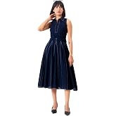 ZLAATA Paneled Collar Detailed FIT & Flare Dress