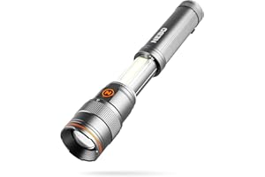 NEBO Franklin Slide - Linterna LED recargable de 500 lúmenes y luz de trabajo, 7 modos de iluminación con base magnética