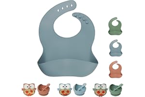 Raaz365 Silikon Baby Lätzchen Fütterlätzchen mit Auffangschale - Wasserdicht Weiche Lätzchen für Baby und Kleinkinder - kindergeschirr set für Kleinkind und Kinder - Baby Bib - Blau