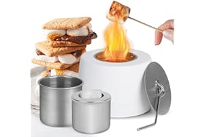 EFUTURETIME Cheminée Ethanol de Table Portable Interieur Exterieur, Cheminee Bioéthanol Concrete AVCE Chambre de Combustion en Acier Inoxydable pour Décoration, Blamc