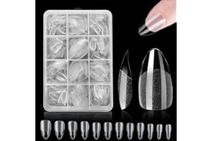360Pz Unghie Finte Corte in Gel, ZAHRVIA Tip Unghie Trasparenti Full Cover Tips Gel Acrilico Unghie Finte Transparenti Nail Art DIY per Saloni e Uso Domestico (Stiletto Corta)