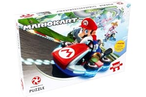 Winning Moves Mario Kart Funracer 1000 Piece Jigsaw Puzzle Game, Piece together the iconic Mario Kart scene, contains a full-scale poster of the puzzle image, gift and toy for ages 14 plus
