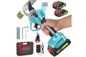 POIFL Tijeras De Podar 35mm, Tijeras De Podar Eléctricas De 2000mah Con Pantalla Lcd y Cuchillas Sk7, Motor Sin Escobillas De 800w, Tijeras De Podar Con Batería Recargable