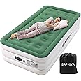 BAPHIYA Single Air Bed, Inflatable Bed with Built-in Electric Pump, Quick Self-Inflation, Portable Blow Up Mattress with Flocked Surface for Kids Guest Home Sofa Camping Travel Outdoor 200x100x45cm