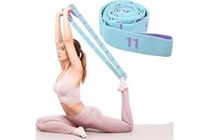APLZGMG Stretch Straps with 11 Loops, Elastic Yoga Straps for Stretching Equipment, Blue-Purple Yoga Stretching Band for Physical Therapy, Pilates, Yogas, Dance, Gymnastics Exercise and Flexibility