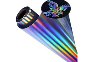 ALXAZA Holographic Heat Transfer Vinyl Rainbow HTV Rolls Pack 12 Inch x 7 Feet Iron on Vinyl for T-Shirts DIY Design for Heat Press Machine(Holographic HTV)