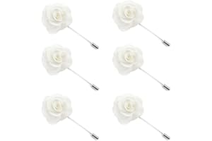 TOPTIE 6 Stück Anstecknadel Handgemachte Kamelie, Blumen Boutonniere Hochzeit, Ansteckblume, Hochzeitsanstecker Brosche Herren Revers Blume für Braut Brautjungfer Gäste Damen