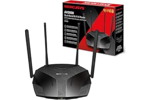 Mercusys AX3000 Dual-Band Wi-Fi 6 Router | 2402 Mbps (5 GHz) + 574 Mbps (2.4 GHz), High-Speed Wireless Gaming Router for Xbox, PS4, Steam & 4K Streaming, 160 MHz Channel, 3 Gigabit LAN Ports (MR80X)
