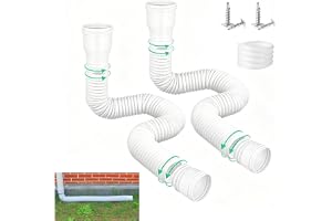 AROMUJOY 2 stycken avlopp flexibel fallrörsförlängning, rund utdragbar rännor fallrörsförlängningar från 47 till 150 cm, takrännor avloppsanslutning set för fallrör 80/100 mm