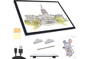 TSOCOS A3 Light Box for Drawing - Portable Battery Powered Light Pad, 3 Colours 6 Levels Brightness Tracing Light Box, Rechargeable LED Light Board for Diamond Painting Weeding Vinyl Drawing