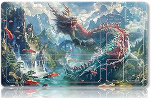 Mipikel Tapete de juego para MTG, tapete de juego con zonas, tamaño 24 x 14 pulgadas, TCG y tapete de juego de mesa para tarjetas, bolsas de almacenamiento gratis, alfombrilla de mouse (colorido 16,