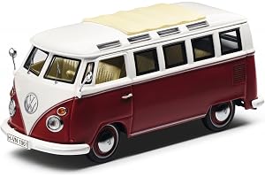 Original Volkswagen modellbil T1 Samba buss röd/grädde 1:43