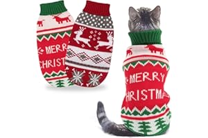 HYLYUN Katze Weihnachtspullover 2-Pakete für kleine Hunde Weihnachtspullover Haustier Rentier Schneeflocke Pullover für Kätzchen und Welpen