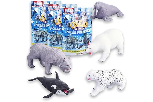 #sbabam Legend of Animals Polar Predators, Jeux pour Enfants de kiosque, Jouets Souples et Extensibles en sachets, Maxi Animaux en Caoutchouc à Collectionner, Pack de 3 pièces, idées Cadeaux pour