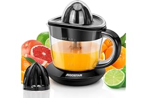 Aigostar Saftpresse Elektrisch 2 Kegel, Orangenpresse 40 Watt, Zitruspresse 0.7 Liter, 2 Drehrichtungen, Hohe Saftausbeute, T