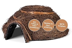 CULT at home Igelhaus Igel Igelhöhle Kuppel aus Rattan – ca. 52 x 54 x 22 cm - Igelhotel Igelfutterhaus Igelkorb Igel Schlafhaus und Deko für den Garten – fertig montiert – kein Bausatz
