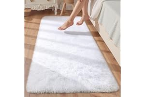 Sour Lemon Rugs Living Room 60x120cm, White Runner rug for Bedroom, Washable Anti Slip Fluffy Rug Shaggy Soft Modern Floor Carpets Mat Beside Rugs for Kids Hallway Living Room