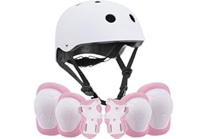 RUNDONG Kids/Youth Helmet and Knee Pads Elbow Pads Wrist Guards Set for Kids Roller Skates, Scooter, Inline Skating, Cycling, BMX Bike, Skateboard, Riding, And Outdoor Extreme Multi-Sports