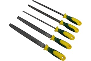 FITOOL 6-Inch T12 Carbon Steel File 5Pcs, Medium Cut, Hardeness HRC65, for Filing Soft Metal, Alumnium, Tin, Copper, Hard Plastic, Hard Wood, with Oranizing Storage Bag, Premium Quality Metal File 5-Pack