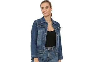 NOROZE Women’s Washed Detail Denim Jacket | Ladies Trucker Classic Western Design Denim Jeans Jacket ALL UK SIZES