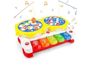 MIERYD 5 in 1 Montessori Spielzeug ab 1 2 3 4 5 6 Jahr, Angelspiel Fische Angeln Spiel Musikspielzeug Motorikspielzeug Hammerspiel Geburtstag Ostern Geschenk Kinder Junge Mädchen Kleinkind Lernspielzeug