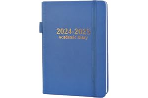 MEZERE Academic Diary 2024-2025 Page a Day A5 Diary 2024-2025 Day Per Page from August 2024 to July 2025 Mid Year Diary 2024-2025,Faux Leather Cover, Inner Pocket