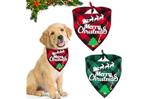 CAPGOOST Bandana Cane, 2 Pezzi Bandana per Cani, Accessori Natalizi per Cani, Vestito Natale Cane, Cani Sciarpa per Natale, Costume Natale Cane, Sciarpa per Cani e Gatti di Taglia Piccola, Media e Grande(B)