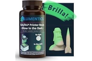 lumentics - Resina 3D fluorescente, 500 g, si illumina al buio, resina liquida UV per stampanti 3D, colore verde - realizzata in Germania