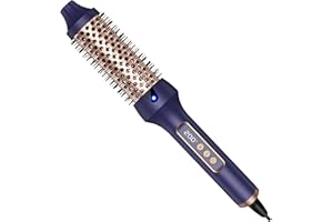 OKWRAP Thermal Brush, Hot Round Brush Ionic 3 in 1, 38 mm Hot Hair Brushes for Hair Styling, 120-210℃ Digital Display 5 Temperatures, Curling Iron Creates Loose Curls, Dual Voltage for Travel
