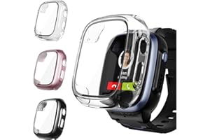 Upeak 3 Stück Schutzhülle für XPLORA X5 Play Kids Displayschutz, Hard PC Hülle Panzerglas Schutzfolie, Kratzfest Stoßfest Gehäuse Rundum Schutz Case Cover for X 5 Play Uhr Kinder, Klar/Schwarz/Rosa