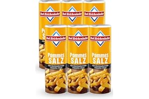 ‎BAD REICHENHALLER Bad Reichenhaller Pommes-Salz 6 x 300g Dose | Großpackung Vorratspackung in der Dose Kartoffelgewürz | ohne Geschmacksverstärker Glutenfrei | vegetarische und vegane Küche geeignet