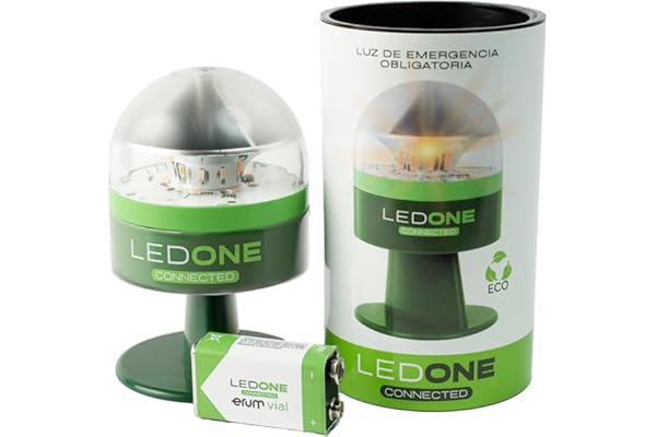 LEDONE - Baliza v16 Homologada DGT con Geolocalizador, Luz Emergencia Coche V16 Homologado DGT - eSIM y Datos Hasta 2038, Visibilidad 1km 360º - Fabricada en España