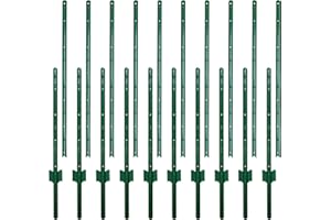 Thealyn Fence Posts 6 FT / 182 CM, Pack of 10 - for 5 FT Wire Fence Mesh, Metal Post with U-Channel, Steel Poles U Post for Garden Wire Mesh Poles for Chicken Wire Mesh