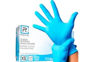 R MOVE 200 Stück Nitril Blau puderfrei, latexfrei, hypoallergen, Handschuhe für Kosmetiker, Tätowierer, medizinische Bereiche, Lebensmittelhandschuhe, Einweghandschuhe (Größe XS)