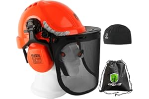 GREEN DEVIL 2910VR Casque de protection EN397 Casque de travail Casque de sécurité chantier industriel Ventilation réglage à cliquet confortable Matériau ABS Bande de transpiration (Orange - Forest