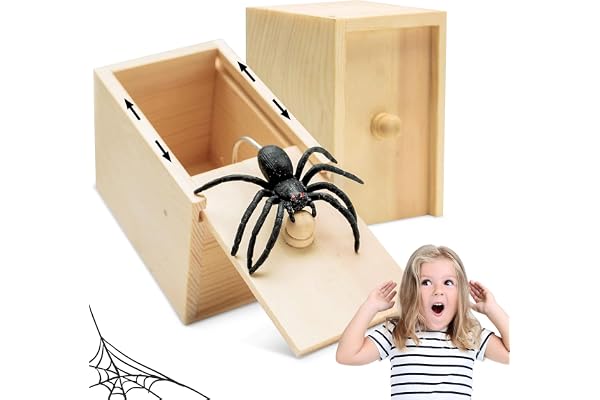 Kefyvbdj 2PCS Boîte Surprise Araignée, Boîte Jouet Farce d'araignée, Spider Prank Box Réaliste, Jouet de Blague d’Araignée pour Halloween, Noël, Poisson d’Avril, Enfants et Adultes