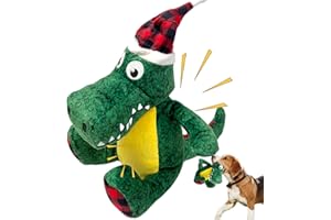 CIIVURR Christmas Dog Squeaky Toys, Xmas Interactive Tough Plush Dog Chew Toys, Dog Enrichment Toys for Puppy, Small, Middle, Large Dogs Training and Reduce Boredom - Crocodiles